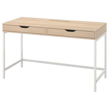 Компьютерный стол ALEX 132x58 см IKEA 604.735.29 дуб/белый