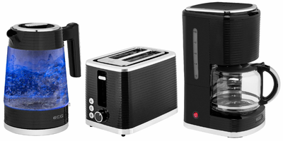 Комплект: Электрочайник ECG RK 1750 Stripe + Тостер ECG ST 2750 Stripe + Кофеварка ECG KP 2150 Stripe