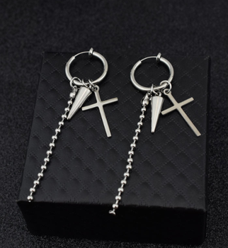 Сережки Fashion Jewerly конго крест груз 2 шт в корейском стиле y2k серебристые (SVS)