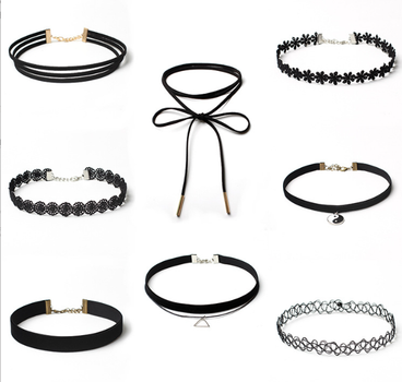 Набор чокеров на шею чокер тату чокер замшевый с кулоном 8 шт Fashion Jewerly (SVS)