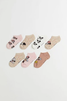 Набор коротких женских носков H&M 7 пар р.34-36 pink micky 0081