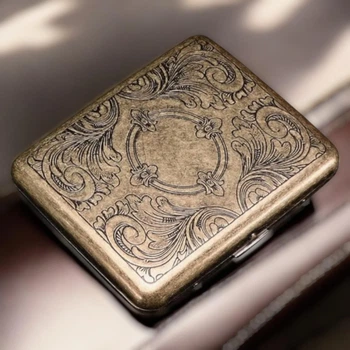 Портсигар металлический GVIPAI Jewellery Rich brass на 20 сигарет в подарочной упаковке