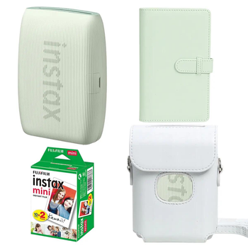 Подарунковий набір фотопринтер Fujifilm Instax Mini Link 3, Фотопапір 20шт, Чохол, Фотоальбом на 108 фото Зелений (Подарункове пакування)