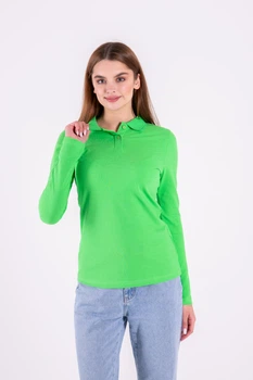 Футболка поло женская с длинными рукавами TvoePolo XL Салатовое (5716-06xl)