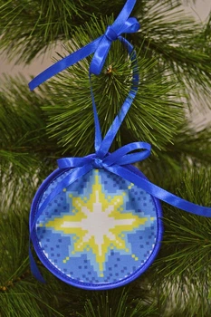 Набір для вишивки нитками Барвиста Вишиванка Пошита новорічна іграшка Різдвяна зірка 10х10 (ТР211аБ1010i)