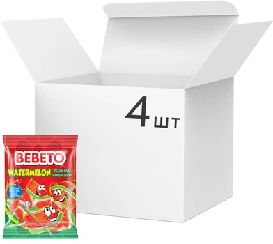 Упаковка жевательных конфет Bebeto Арбуз 80 г x 4 шт (8690146124436)