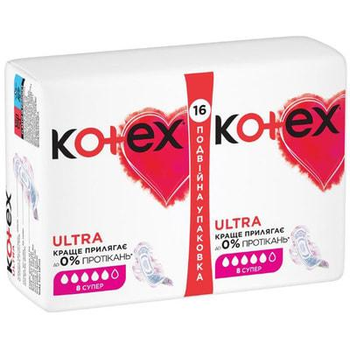 Гігієнічні прокладки Кotex Ultra Dry Super 16 шт (5029053542652)