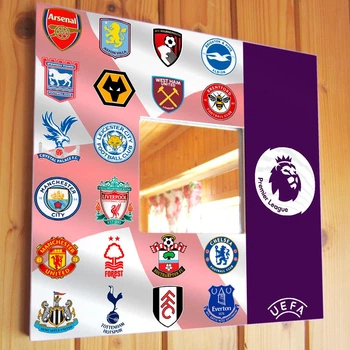 Декоративное зеркало "Футбол. Английская Премьер-лига. АПЛ. Клубы Premier League" подарок для фанатов, украшение спальни, спорт клуба, бара