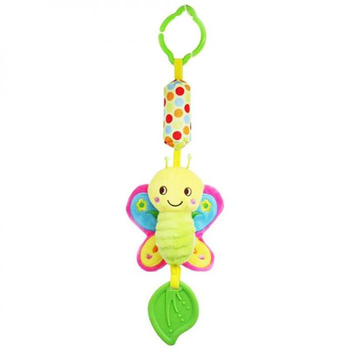 Брязкальце Baby Toys Метелик, текстильне, мелодія вітру, прорізувач, кріплення для підвішування (688 M101)