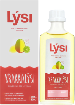 Омега-3 LYSI KIDS з печінки тріски та тунця DHA-формула + вітаміни А, D, Е для дітей зі смаком манго й лимона 240 мл (НВ060)