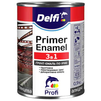Грунт-емаль на іржу Delfi 3в1 Чорна 0.9кг