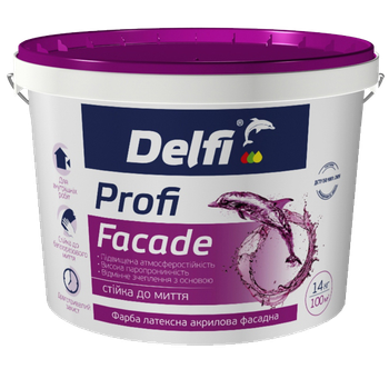 Краска латексная акриловая фасадная Delfi Profi Faсade белая матовая 14кг