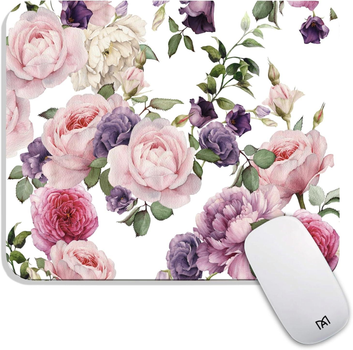 Настольный прямоугольный коврик для компьютерной мыши Flowers 8 игровая поверхность с цветочным принтом, 22х18 см, белый (96757510)