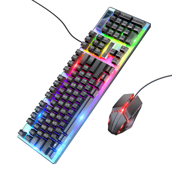 Комплект Hoco GM18 Luminous gaming keyboard and mouse set RGB, игровой Black