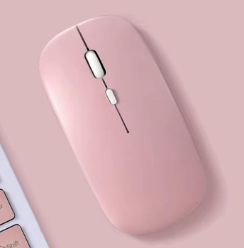 Беспроводная Бесшумная мышь 2.4G + Bluetooth Встроенный аккумулятор Pink