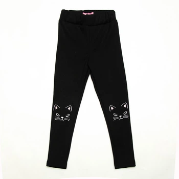 Лосины для девочки зимние на меху с вышивкой черные 128 см SmileTime Black Kitten (ZW5-15-1)