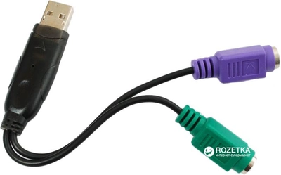Адаптер Dynamode USB A Male - 2 x PS/2 Black (USB to PS/2)