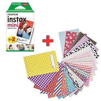 Фотопапір Fujifilm Instax Mini 20 (54 x 86мм 2 картриджі по 10 знімків/кадрів) та аркуші для декорування фотографій (наліпки та рамки) для камери Instax Mini 12, 11, Evo, 40, 90, 99, 9, LiPlay та принтерів SP-1, SP-2, Mini Link, Link2, Link3