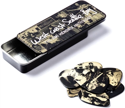 Набор медиаторов Dunlop JH-PT10H Jimi Hendrix West Coast Boy Pick Tin Heavy 12 шт (R128409)