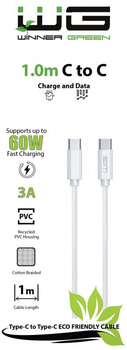 Kabel Winner Group USB Type-C - USB Type-C 1 m White (8591194107627)