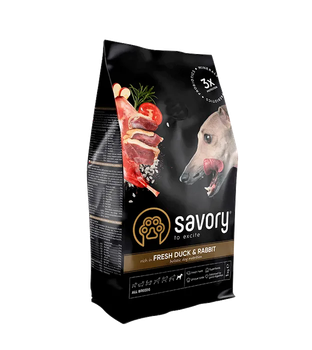 Сухой корм для собак всех пород Savory 1 кг кролик и утка
