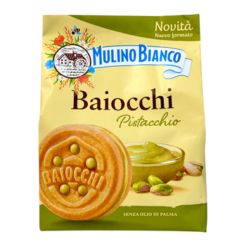 Печенье песочное сэндвич Mulino Bianco с фисташковым кремом baiocchi pistacchio, 240 г