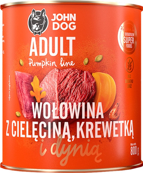 Karma mokra dla psów John Dog Pumpkin Line wołowina z cielęciną krewetkami i dynią 800 g (5903769000746)