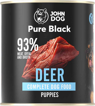 Karma mokra dla psów John Dog Pure Black Puppy z jeleniem 800 g (5903769003990)