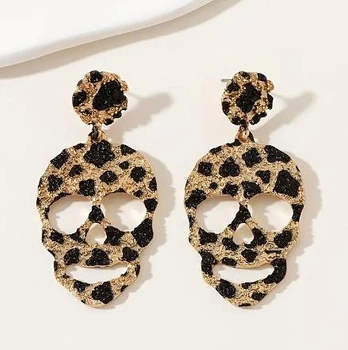 Жіночі сережки біжутерія Череп jewelry Леопардовий