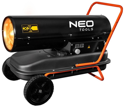 Теплова гармата Neo Tools дизель/гас, прямого нагріву, 30кВт, 420м кв, 750м куб/год, колеса, IPX4, чорний (90-081)