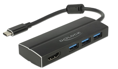 USB Hub Delock USB 3.1 Type-C na 3 x USB 3.0 + 1 x HDMI 4K 30 Hz (4043619639311)