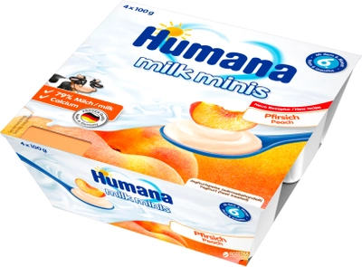 Йогурт Humana Baby Milchdessert Pfirsich Персик 4 х 100 г (4031244784452)