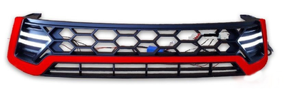 Решетка радиатора тюнинг ASP Toyota Hilux 14- Revo черная с красной полосой LED Тойота Хайлюкс L1960