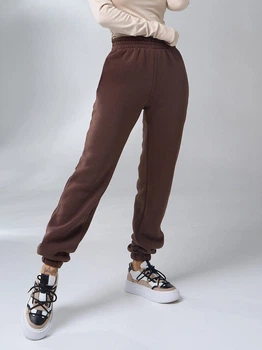 Спортивные штаны на флисе женские ISSA PLUS 12272 XXL Коричневые (issa2007682867905)