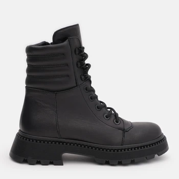 Женские зимние ботинки кожаные высокие Teona 419 39 25 см Черные (ROZ6501098231)