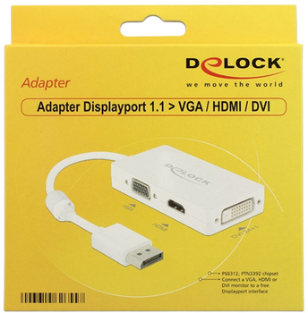 Adapter Delock DisplayPort 1.1 - VGA / HDMI / DVI Passive (4043619626557)