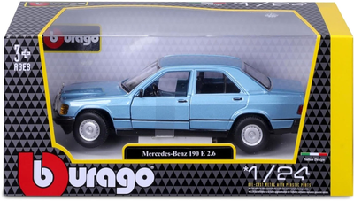 Model samochodu Bburago Mercedes-Benz 190E 1987 Niebieski 1:24 (4893993211036)