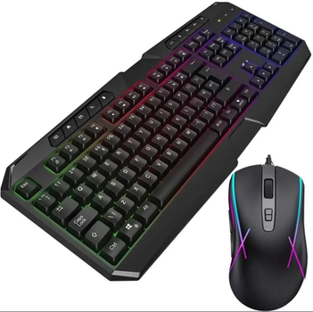 Комплект проволочной клавиатуры и мыши UKC 9541 с RGB подсветкой USB Black