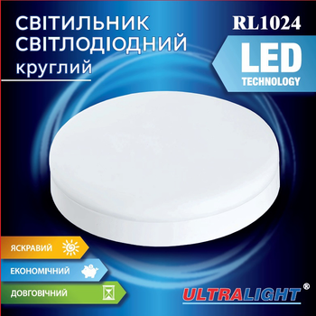 Светильник светодиодный потолочный круглый Ultralight RL1024 24Вт