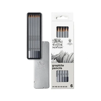 Набір олівців чорнографітних в металі Winsor & Newton Studio Collection Graphite Pencil x6 (2H • HB • 2B • 4B • 6B • 8B)