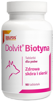 Таблетки для собак Dolfos Dolvit Biootin здорова шкіра та шерсть 90 таблеток (5902232645224)