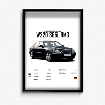 Постер в рамке mercedes benz w220 S65L amg A4