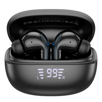 Бездротові Bluetooth навушники Hoco EQ5 Energy |TWS навушники, вакуумні, Bluetooth 5.3, 40/300mAh, USB-C, LED-дисплей, до 7 годин роботи, вбудований мікрофон, швидка зарядка, сенсорне керування, активне шумоподавлення ANC + ENC| Чорний