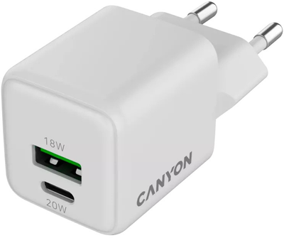 Зарядний пристрій Canyon CU20AC GaN 20W White (CNS-CUW20AC)