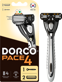 Бритва системна Dorco Pace4 для чоловіків з 2 картриджами 4 леза (8801038585741)
