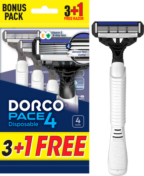 Бритви одноразові Dorco Pace 4 для чоловіків 4 леза 4 шт (8801038591261)