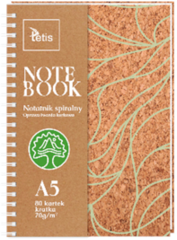 Блокнот Тетіс А5 в квадрат, 80 аркушів, 70 г/кв.м, коркова палітурка (5903242103414)