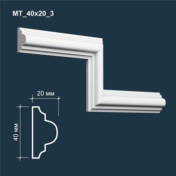 Молдинг гипсовый MATISS МТ 40x20 3 мм 1 м.п. декор для интерьера