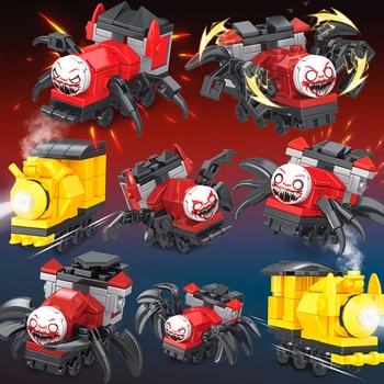 Игрушка Набор 8 паровозиков конструктор ужасный Поезд Паук из Choo-Choo Charles для детей (арт 13640)