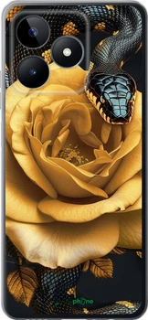Чехол на Realme Note 50 Black snake and golden rose "6068u-3752-70447"